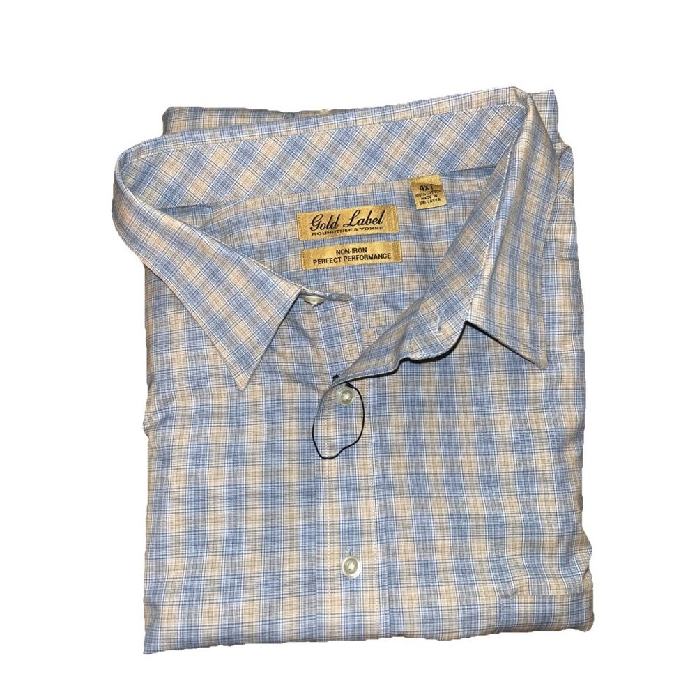 Gold Label Men’s Roundtree & Yorke Plaid Short Sleeve Dress Shirt Size 4XT